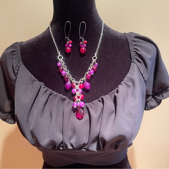 Y2k purple beaded necklace set - Picture 3 of 5